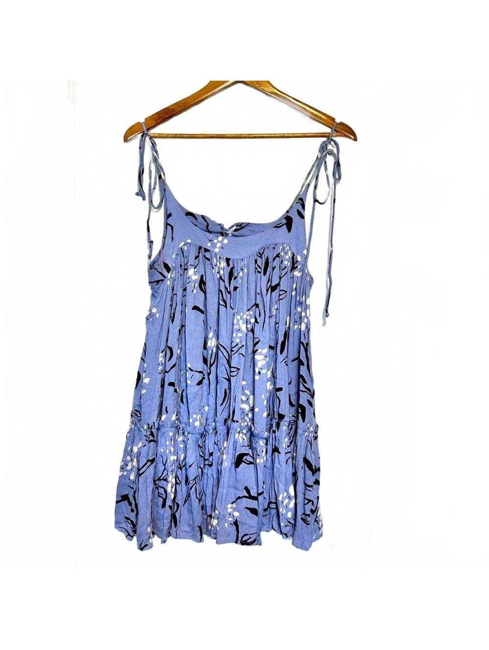 Free People Strappy Periwinkle Big Sky Tiered Dollbaby Top Tunic Pockets | Sz XS
